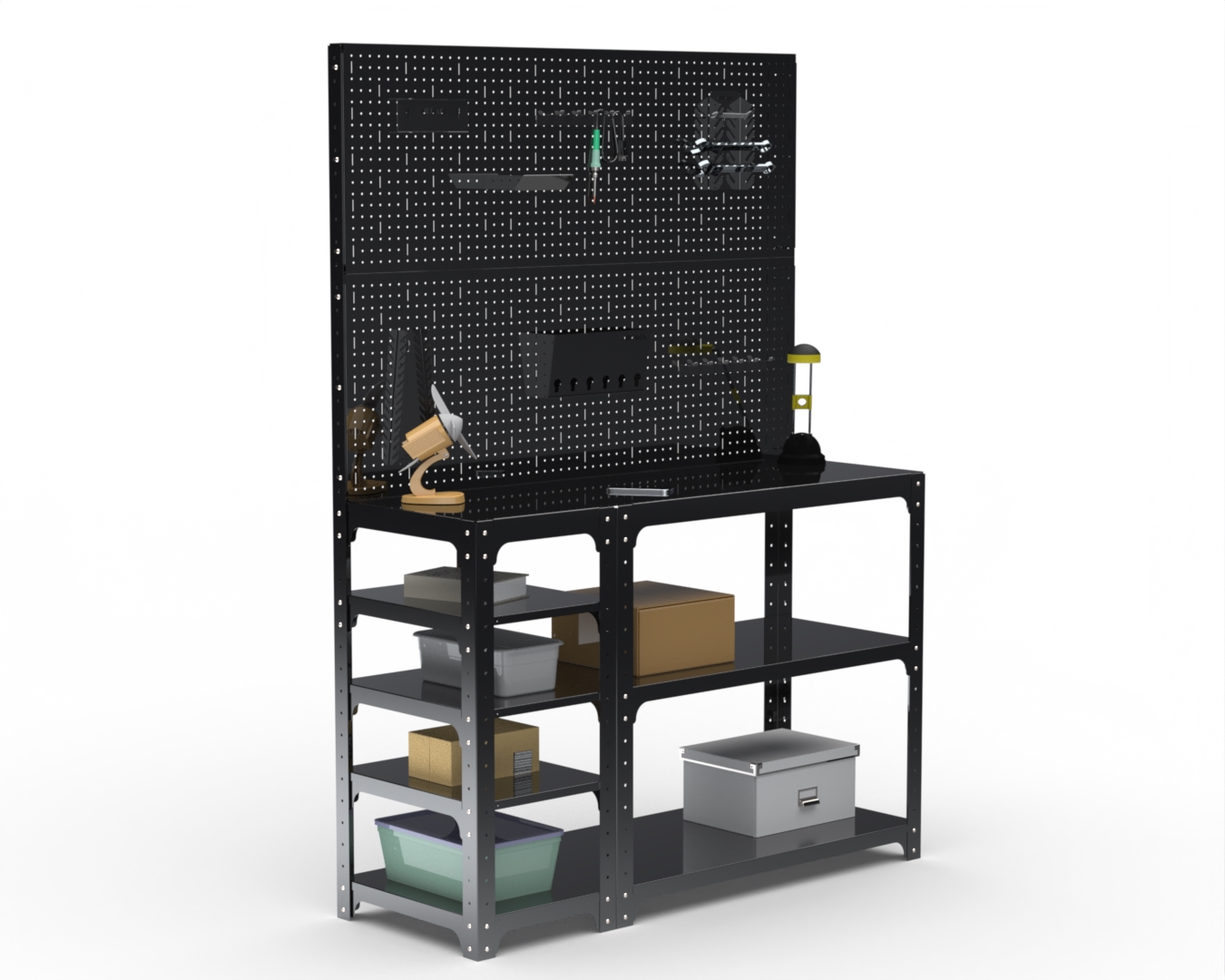 Стол-верстак Metalex серия KIT с боковыми полками