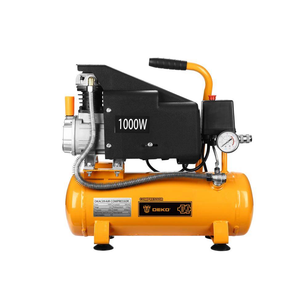 Компрессор воздушный поршневой масляный DEKO DKAC09, 9л ресивер 018-1110