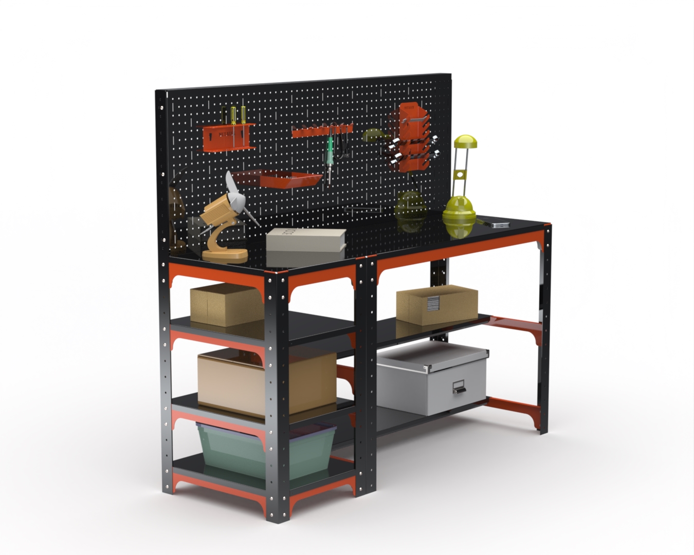 Стол металлический Metalex KIT с боковыми полками и перфопанелью