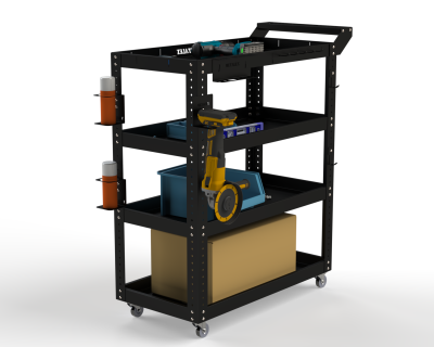 Тележка инструментальная Metalex Тип 1 900х450х950 4 полки (черный)